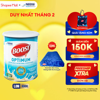 [Tặng Gối cao su non] 1 Lon Thực phẩm dinh dưỡng bổ sung Boost Optimum Nestlé bổ sung Vitamin, Khoáng chất (800g)