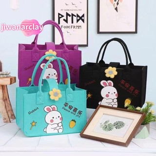 Túi xách JIWANARCLAY, Túi nỉ có tay cầm không dệt, Túi xách di động có thể gập lại cho bé gái