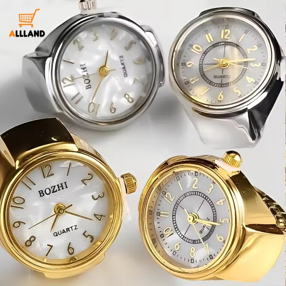 Vintage Punk Ngón Tay Đồng Hồ Mini Co Giãn Dây Đeo Hợp Kim Đồng Hồ Cặp Đôi Nhẫn Trang Sức Đồng Hồ Retro La Mã Thạch Anh Đồng Hồ Nhẫn Nữ Nam