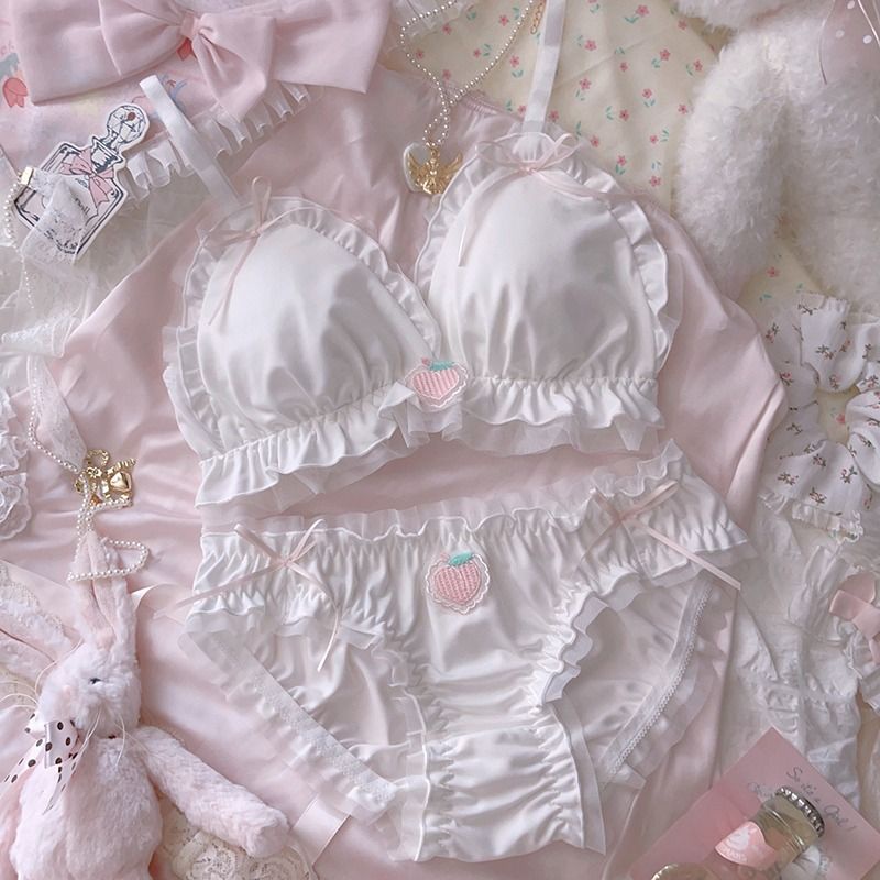 Áo Ngực Không Gọng Phối Ren Thoáng Khí Đính Nơ Dễ Thương Phong Cách lolita