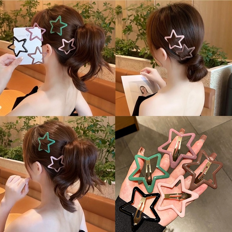 Set 5 Kẹp Tóc Hình Ngôi Sao Hoạt Hình Phong Cách Hàn Quốc Cho Bé Gái