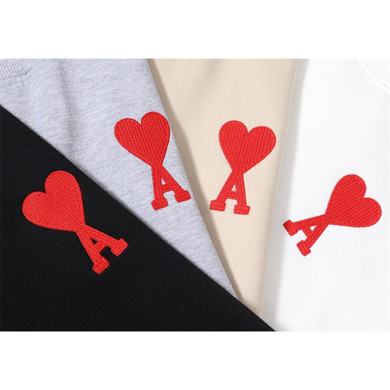 Áo Sweater Cổ Tròn Thêu Hình Trái Tim Đỏ Phong Cách Mỹ a8m8i-autumn Thời Thượng Cho Nam Và Nữ