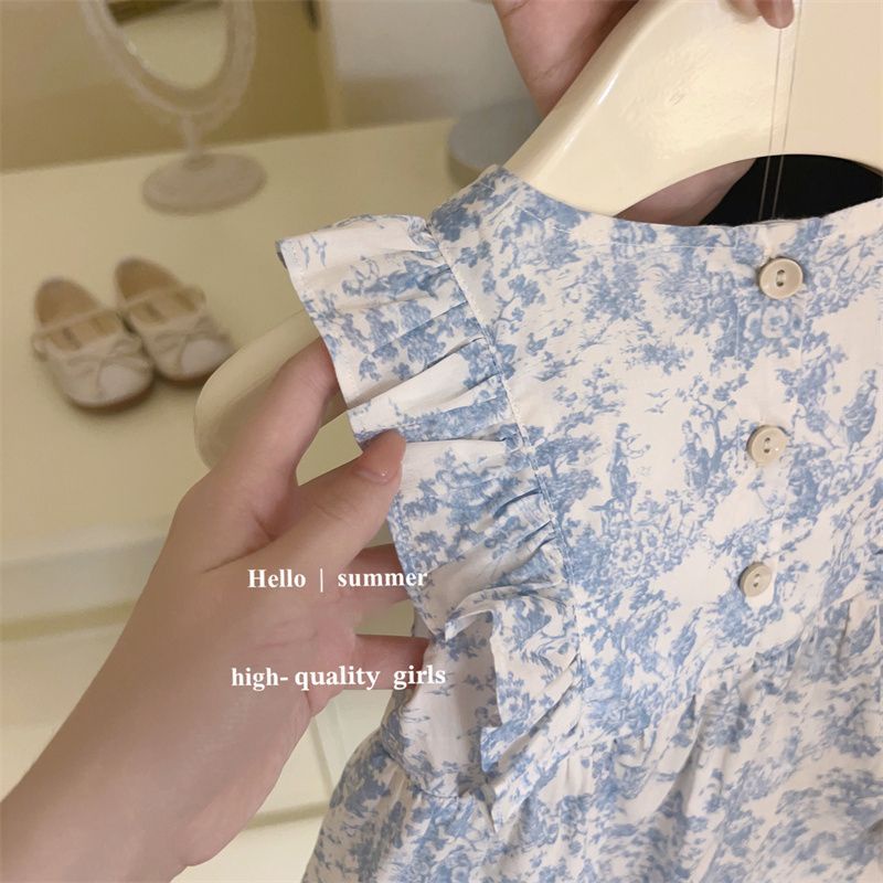 Đầm Công Chúa Đính Nơ In Hoa Thời Trang Mùa Hè Cho Bé Gái