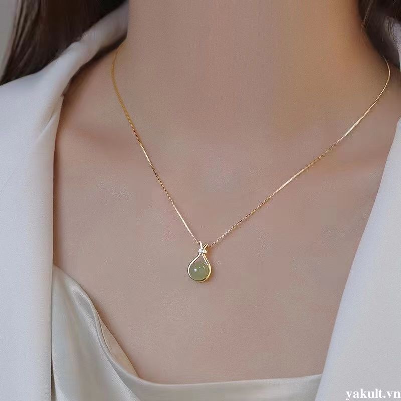 🎀 yakult 🎀Ngọc Vòng Cổ Hetian Thép Không Gỉ Vàng Túi May Mắn Thẩm Mỹ Thời Trang Đơn Giản Phụ Kiện Trang Sức