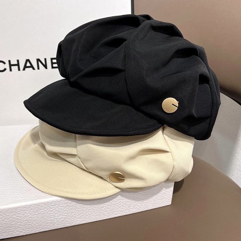 Mũ Nồi / Mũ Nồi Màu Trơn Xếp Ly Hình Đám Mây / Hình Đám Mây Kiểu vintage Hàn Quốc Thời Trang Thu Đông Cho Bạn Gái