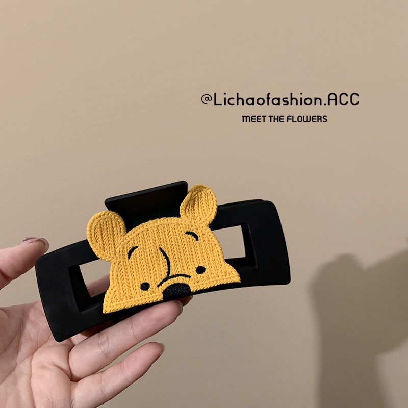 Dễ Thương Kẹp Tóc Hình Gấu pooh / Cá Mập / Chữ Nhật Màu Đen Phong Cách Thời Trang 2023
