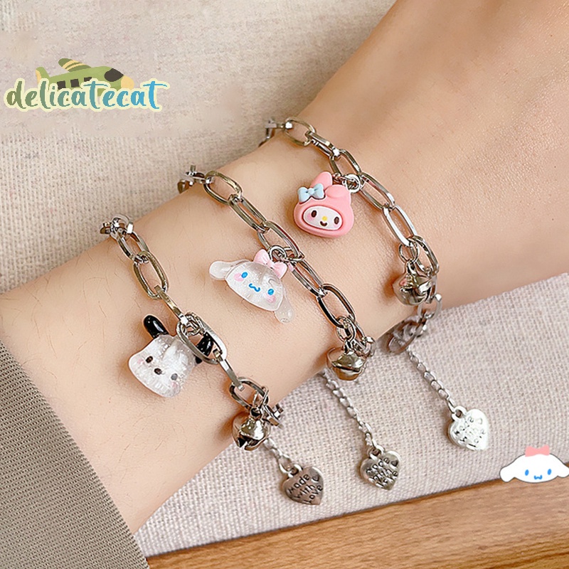 Vòng Tay Hoạt Hình Có Chuông sanrio kawaii cinnamoroll Có Thể Điều Chỉnh Làm Quà Tặng Kỳ Nghỉ Mật Ong Cho Cặp Đôi boudoir