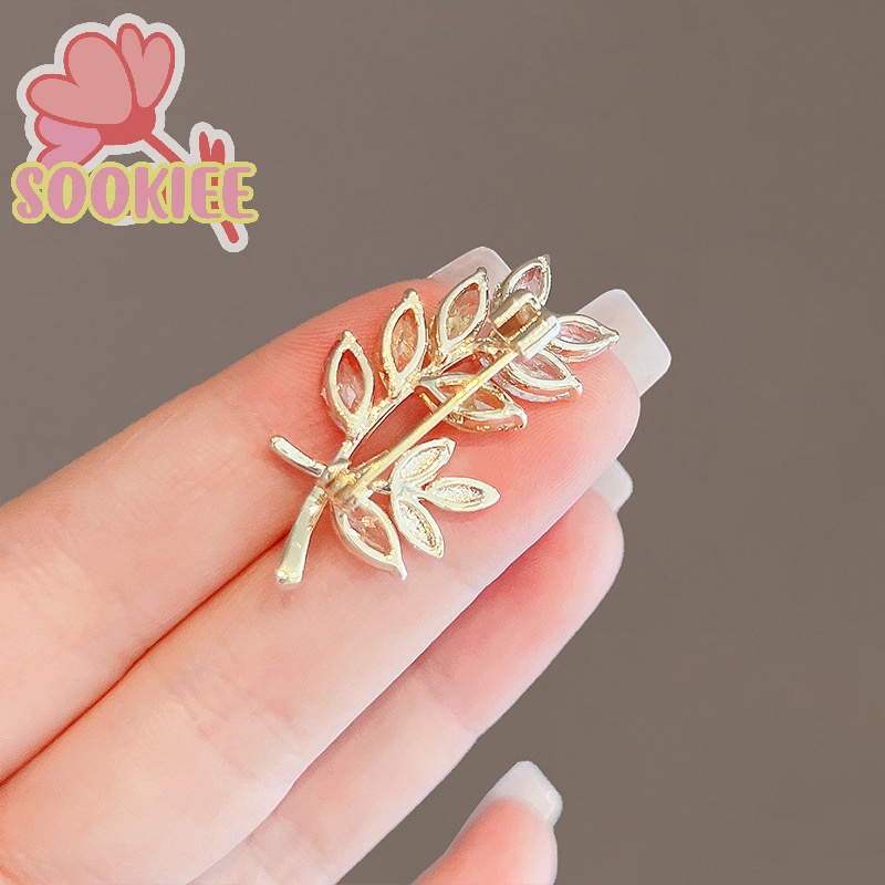 Ghim cài áo SayMakerLace hình trái tim/ cây/ hoa đính pha lê thời trang cho nữ