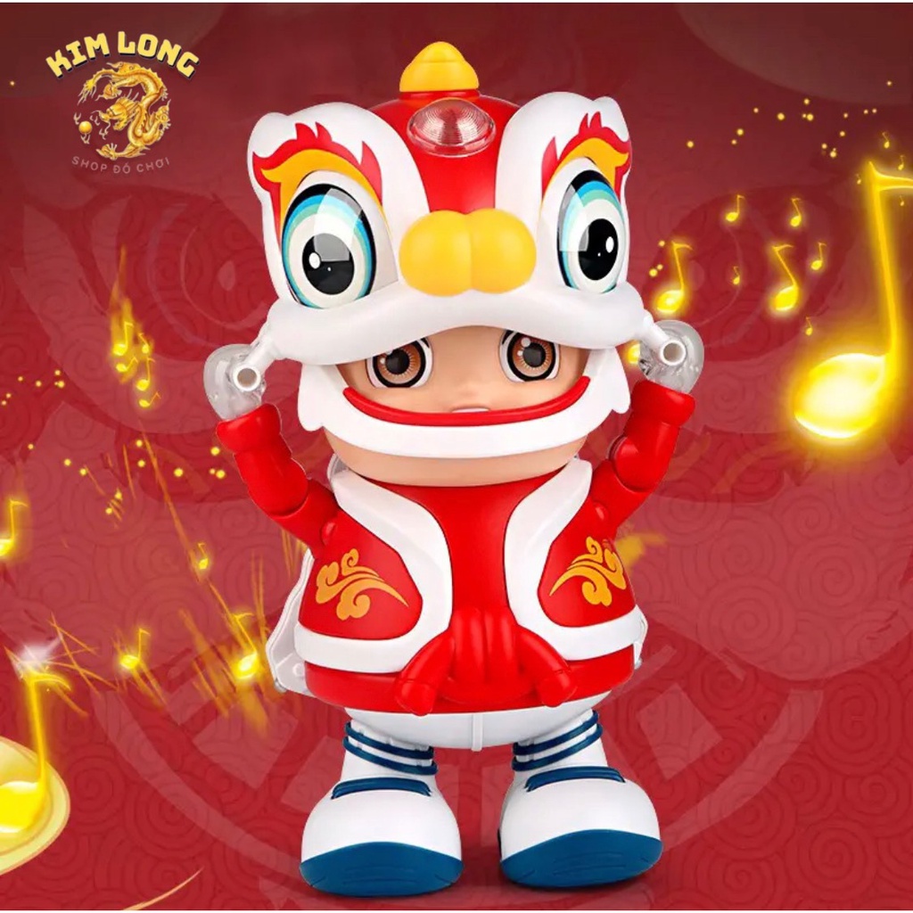 Đồ chơi lồng đèn trung thu hình chú bé đứng múa lân cho bé tặng kèm pin có nhạc đèn quà tặng trung thu cho bé