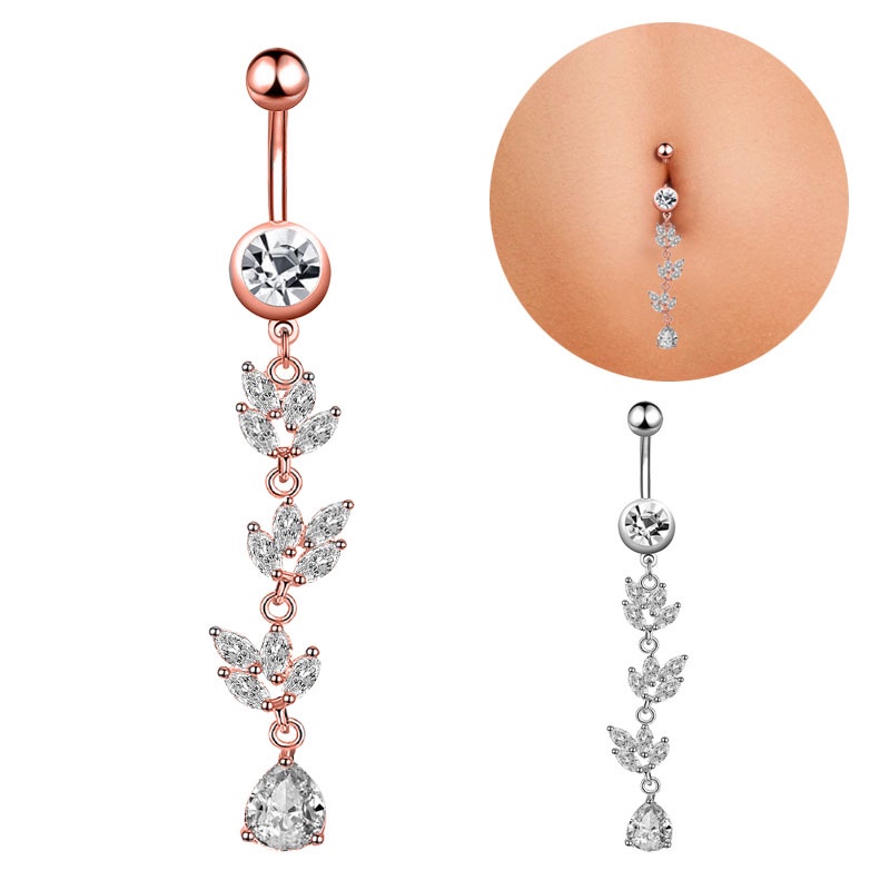 Thời Trang 1 Khuyên Rốn Dạng Tua Rua Dài Đính Đá zircon Lấp Lánh