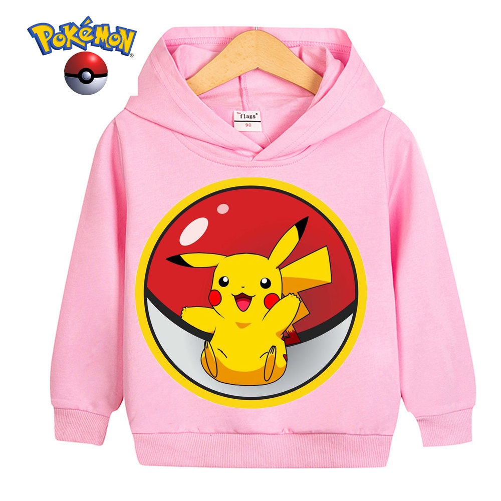 Áo hoodie Tay Dài In Hình pikachu Ngộ Nghĩnh Cho Bé Trai Thời Trang