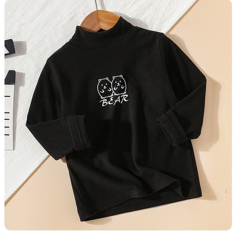 Áo Thun Tay Dài Cổ Cao Hai Mặt 90-160cm Thời Trang Thu Đông Cho Bé