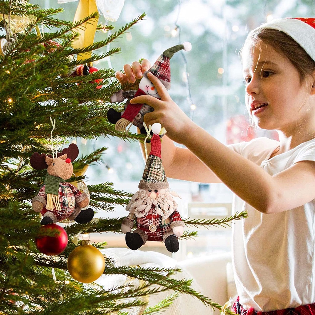 Dễ Thương Búp Bê Vải Hình Ông Già Noel / Người Tuyết / Gấu Bông Đang Nhảy Múa Trang Trí Cây Thông Giáng Sinh / Năm Mới