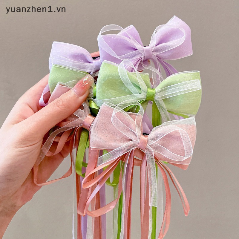 1 Cặp Kẹp Tóc Nơ Ruy Băng Dài Ngọt Ngào Cho Nữ vn
