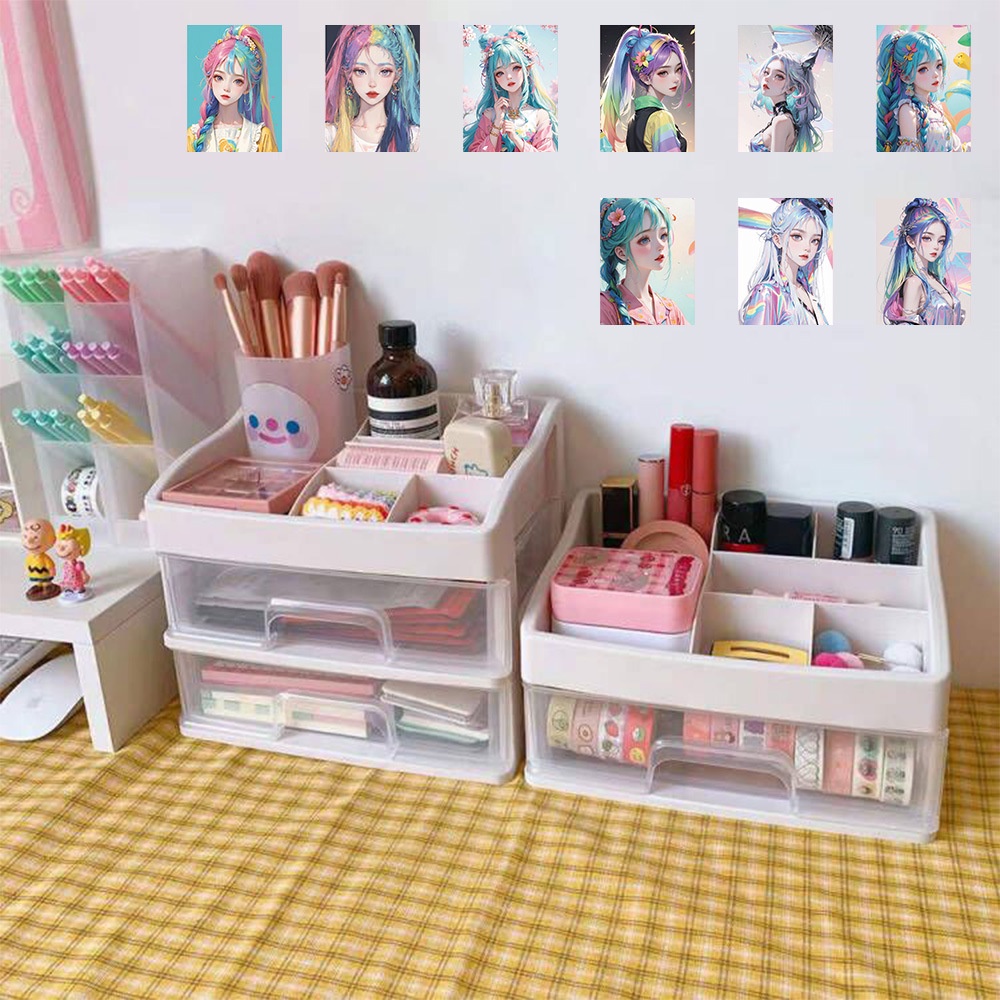 Bộ 60 Miếng Dán Trang Trí Mũ Bảo Hiểm / Bút Chì Họa Tiết Hoạt Hình graffiti Màu Cầu Vồng Xinh Xắn