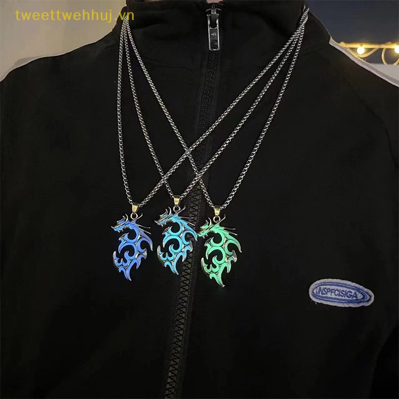 Tweehuj Vòng cổ Mặt Hình Rồng Phát Sáng Trong Bóng Tối Phong Cách punk hiphop Cá Tính Cho Nam Và Nữ vn