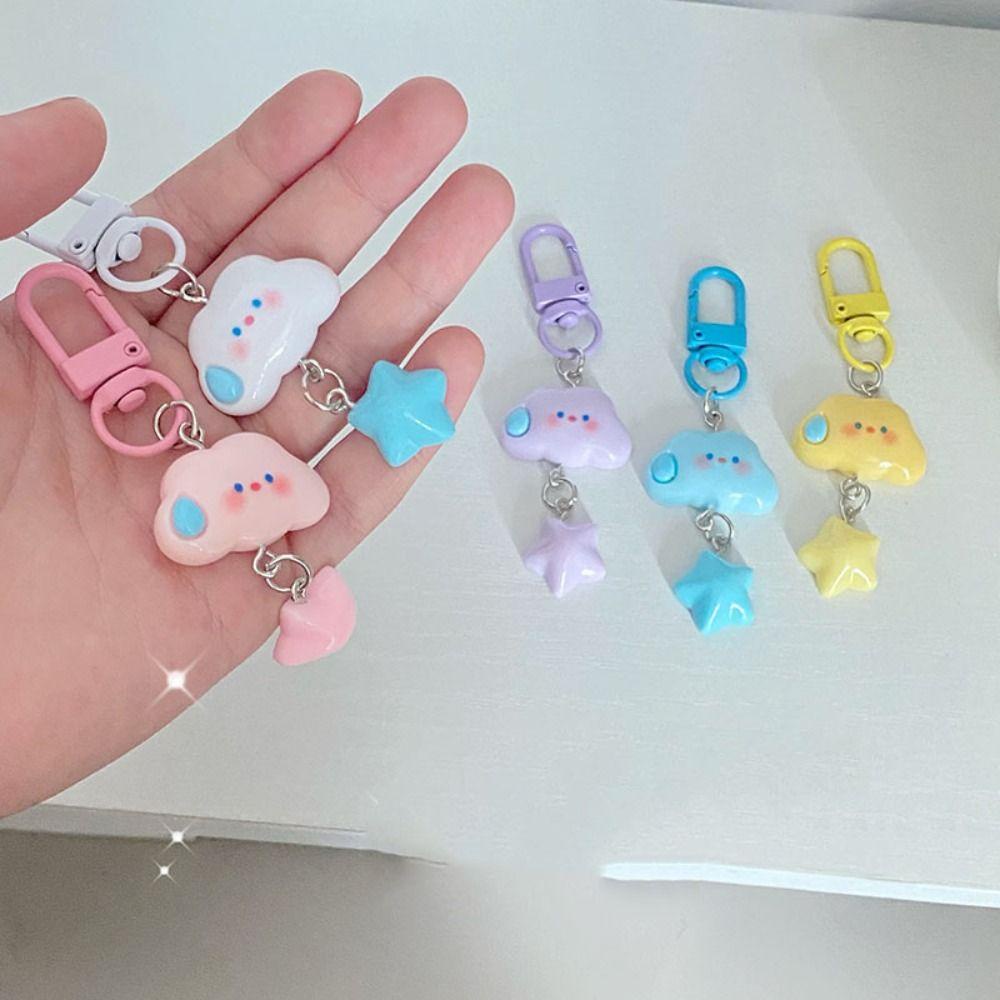 Lanfy Móc Chìa Khóa resin Mặt Hình Đám Mây Ngôi Sao Đám Mây Ngôi Sao Đám Mây Hoạt Hình Cho Nữ