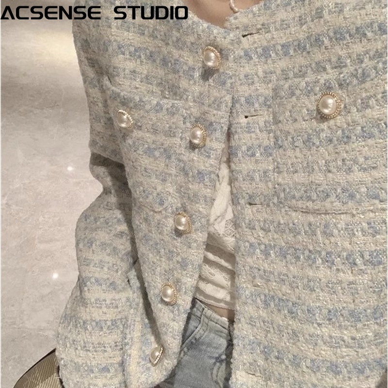 ACSENSE STUDIO Áo khoác dạ áo dạ tweed thu đông nữ Thanh lịch Thông thường unique fashionable WWY2390HBK37Z230911