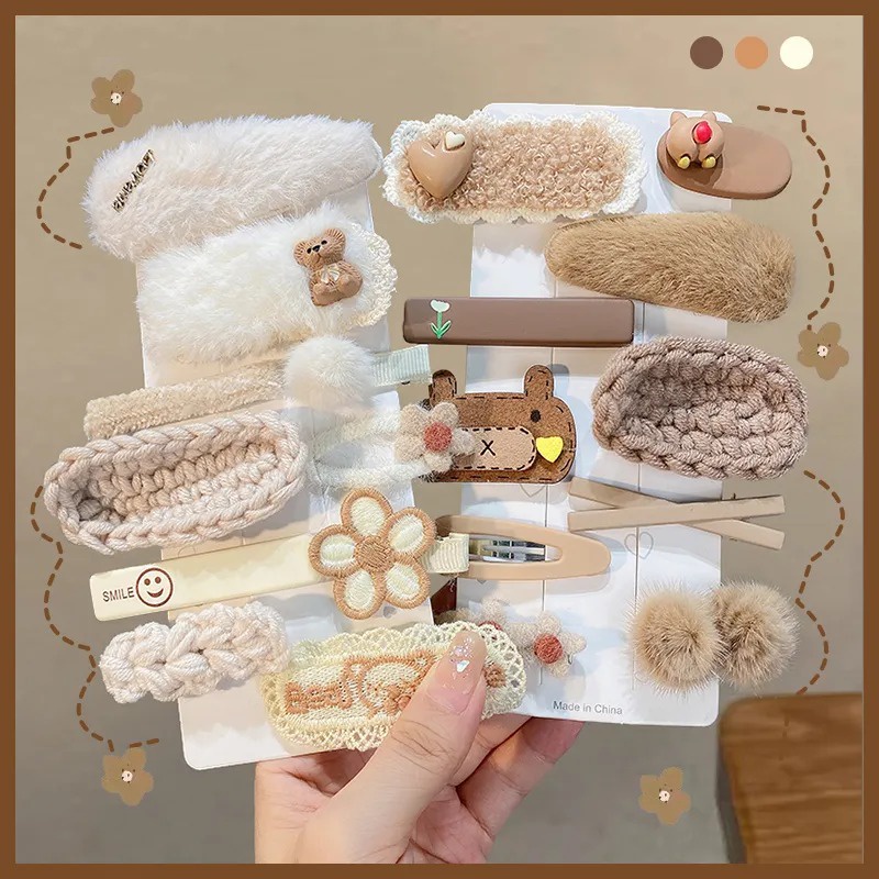 Kẹp Tóc Vải Lông Nhung Nhiều Màu Sắc Thời Trang Thu Đông Dành Cho Nữ