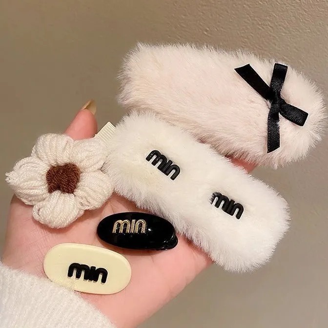 Kẹp Tóc Vải Lông Nhung Nhiều Màu Sắc Thời Trang Thu Đông Dành Cho Nữ