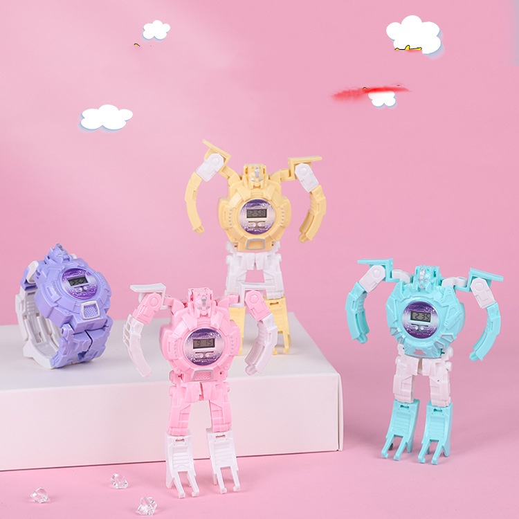 Trẻ Em Sáng Tạo Phim Hoạt Hình Trẻ Em Biến Hình Robot Đồng Hồ Điện Tử Đồ Chơi Mẫu Giáo Món Quà Tiểu Cậu Bé Cô Gái Sinh Viên Xem Quà Tặng