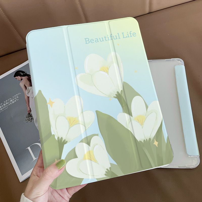 Ốp Máy Tính Bảng Mềm Hình Hoa Có Khe Đựng Bút Chì Cho ipad gen7 / 8 / 9 gen10 pro11 "pro12.9" air4 air5 mini6