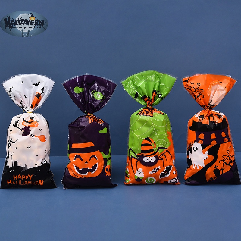 Set 50 Túi Nhựa Đựng Kẹo Phong Cách halloween Độc Đáo