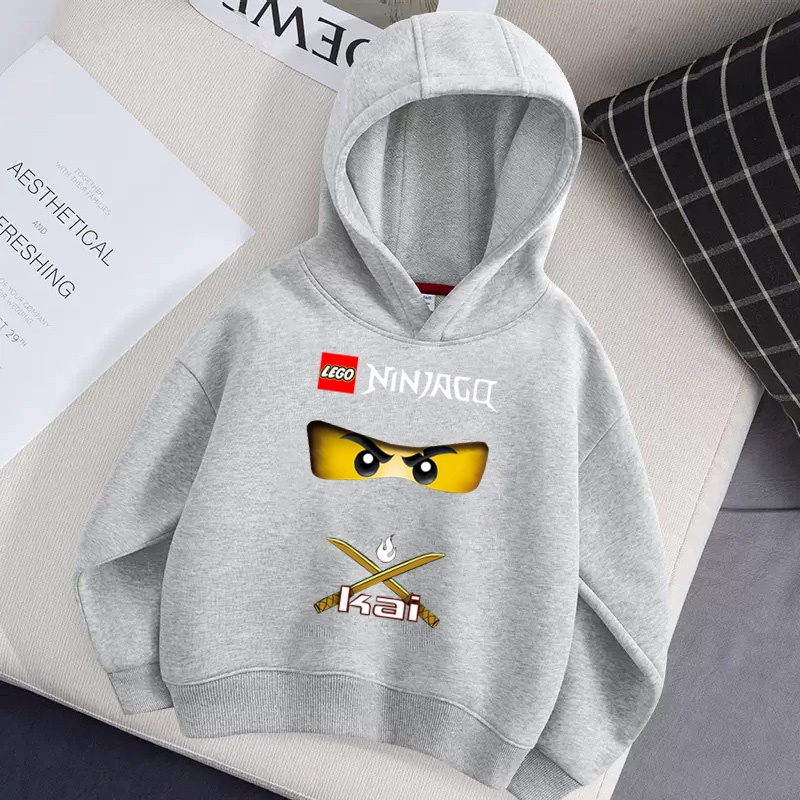 Áo hoodie cotton Dáng Rộng In Hình lego ninjago Thời Trang Mùa Đông Dành Cho Bé Trai
