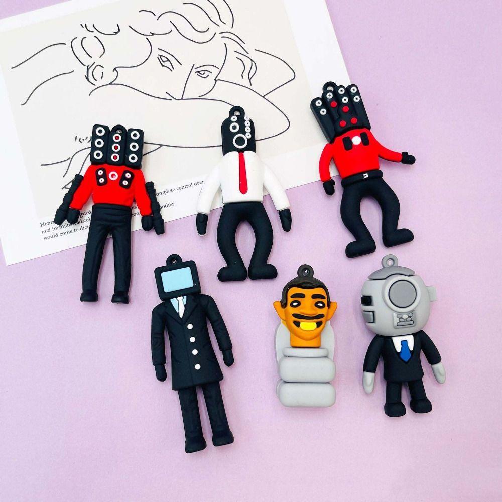 Aubrey skibidi bop keychians, tv man man skibidi toilet anime Có Móc Khóa Bằng pvc Cho Nam Và Nữ