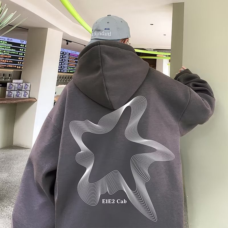 Áo hoodie Nhung Dày Dặn Tay Dài Dáng Rộng In Chữ 3d Phong Cách vintage Thời Trang Mùa Thu Cho Nam Giới size m-5xl
