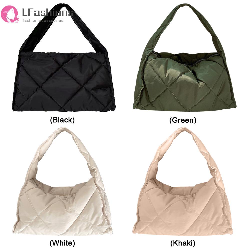 ❀ Áo Thun Tay Ngắn In Chữ Lovefashionss Thời Trang ❀ Túi Xách nylon Đệm Bông Màu Trơn Họa Tiết Kẻ Ô Lưới Kim Cương Tay Phồng Thời Trang Thu Đông 2023 Mới