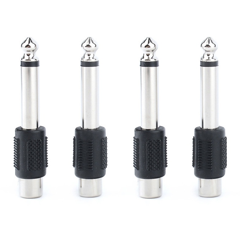 4pcs 6.35mm Mono Jack Male 1/4" Plug to RCA Female Audio Adapter Converter