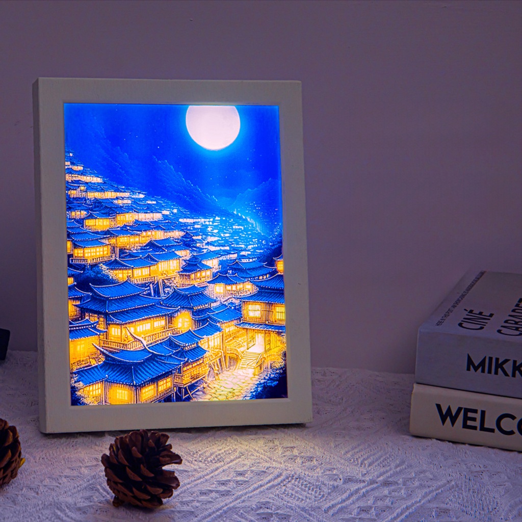 INS Deco Led Light Painting USB Plug Dimming Wall Artwork Table Lamp Gift Indoor Sunlight Window Photo Night Luminous