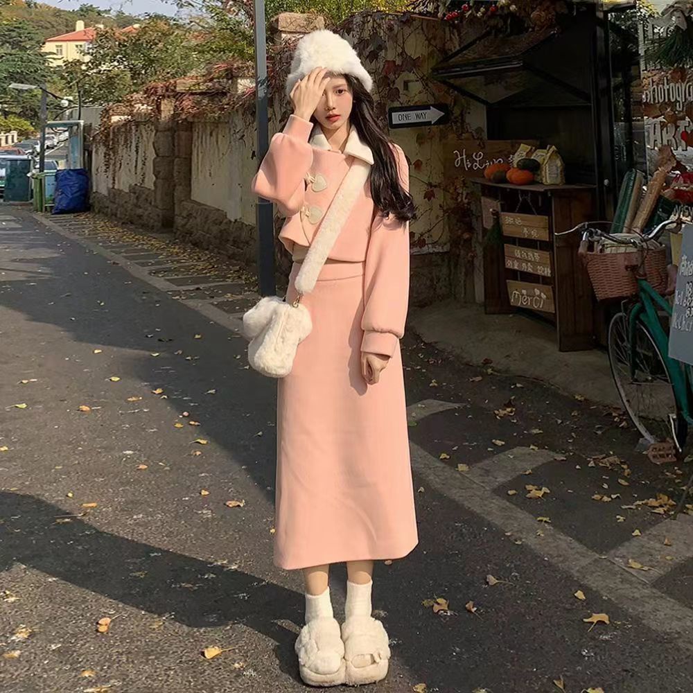 Áo Khoác Len Dày Dặn Eo Cao Phong Cách Phương Tây Thời Trang Thu Đông Cho Nữ