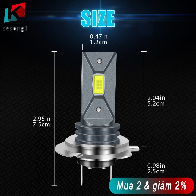 Sesong Bộ 2 Đèn Pha led h7 160w 20000lm 6000k Ánh Sáng Trắng Siêu Sáng Cho Xe Hơi