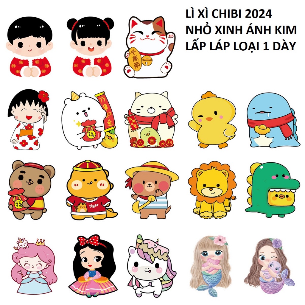 Xấp 10 bao lì xì chibi siêu hot 2024