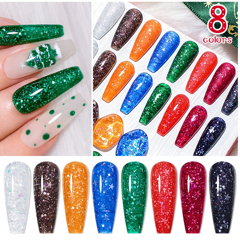 Sơn Móng Tay Gel MEET ACROSS Chủ Đề Giáng Sinh Màu Sắc Lấp Lánh Bán Vĩnh Cửu Để Làm Móng 7ml