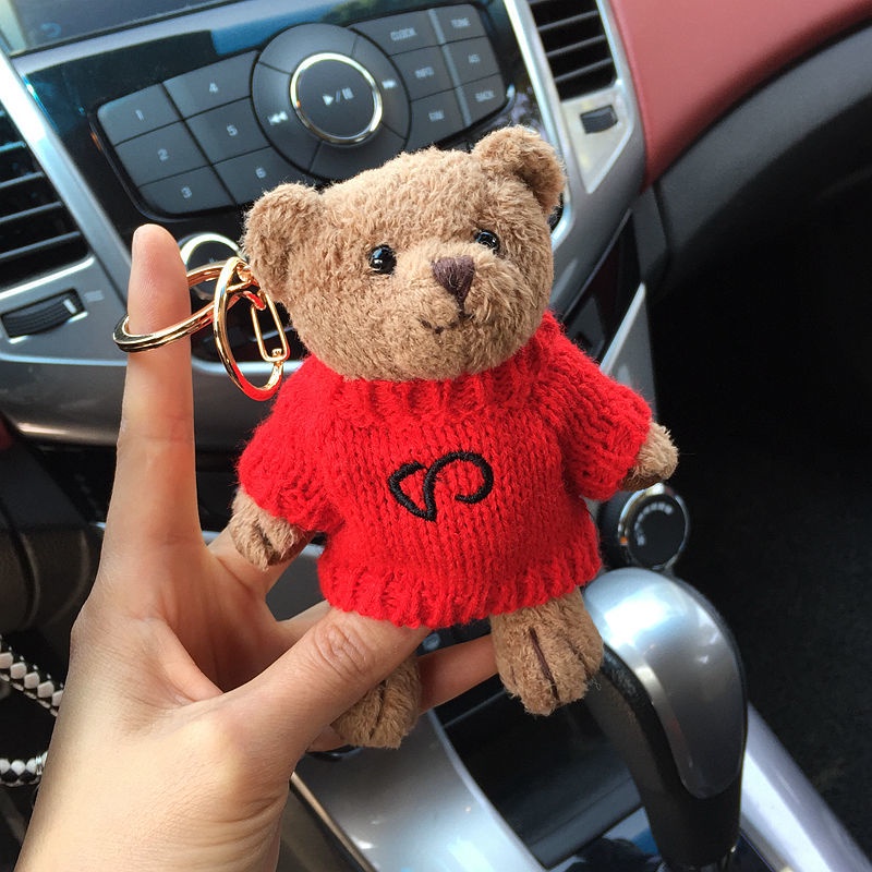 Móc Khóa Hình Gấu Nhồi Bông Dễ Thương Phong Cách Hàn Quốc