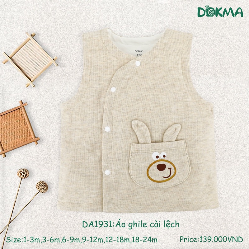 Áo gile nỉ dày DOKMA - da1931 size 3m đến 24m