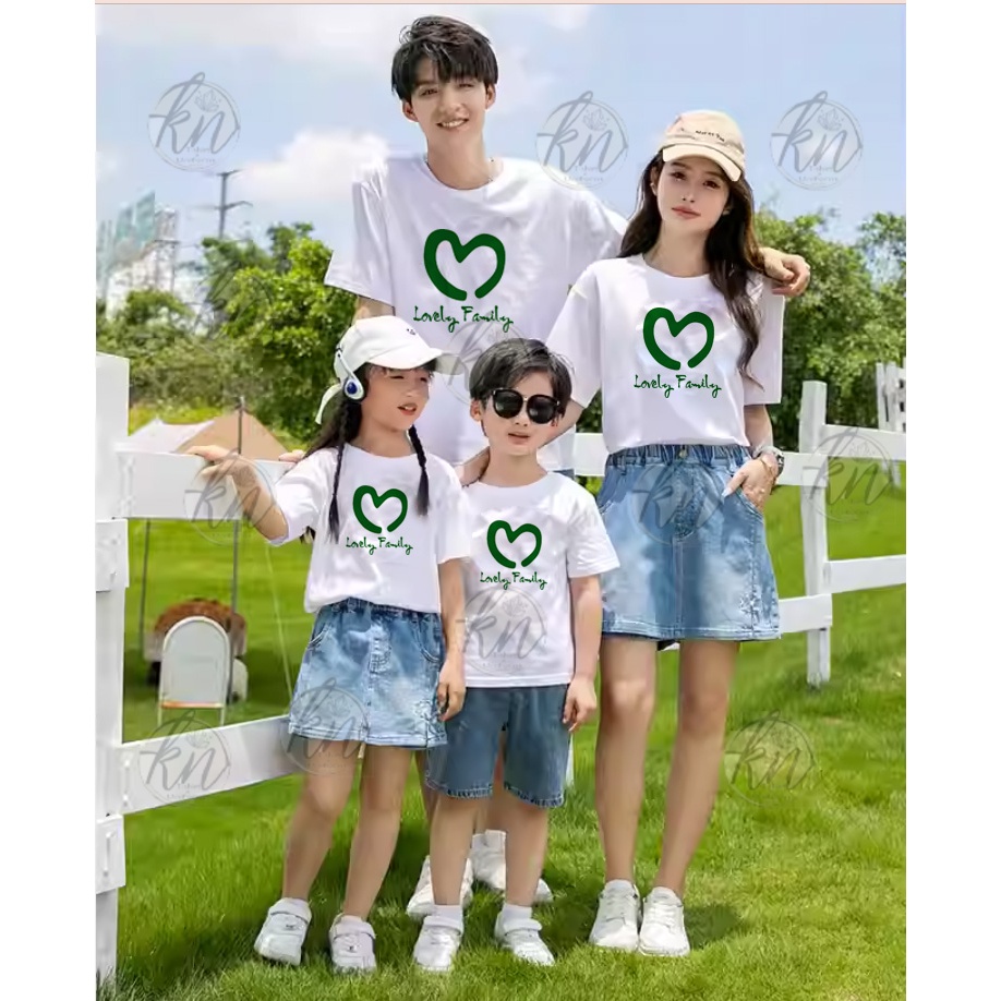 Áo Thun Cặp Đôi Gia Đình 3,4,5 Người Đi Chơi Du Lịch Biển In Trái Tim Và Happy Family - KTQN TSHIRT AND UNIFORM