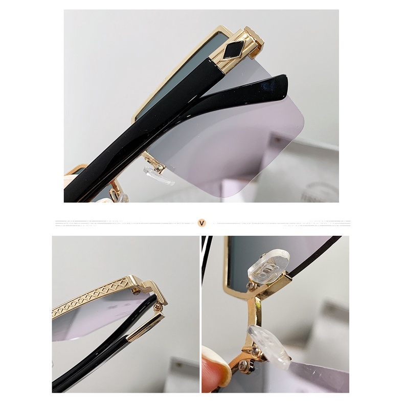 Kính Mát Gọng Kim Loại Lớn Tròng Màu gradient Thời Trang Cho Nữ