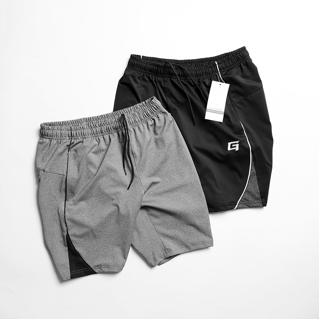 Quần Short Nam Thể Thao MIX G12 Gugostar, Vải Polyester Co Giãn 4 Chiều, Logo Thêu, 3 Túi Khóa Kéo