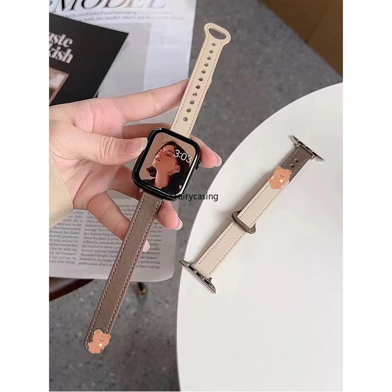 Dây Đeo Bằng Da Mỏng Cho Đồng Hồ Thông Minh apple watch ultra 41mm 49mm 44mm 45mm 40 38 42 mm 9 8 7 3 4 5 6 se 2 1