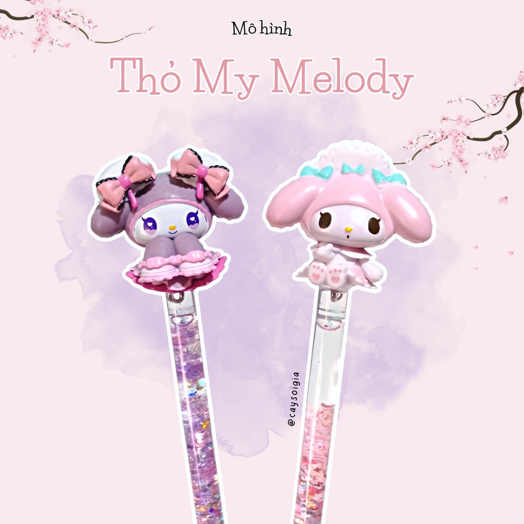 S146 - Bút dao rọc giấy gel kim tuyến thỏ Kuromi và Melody tiểu thư Lolita dễ thương unbox đơn hàng, cắt sticker washi