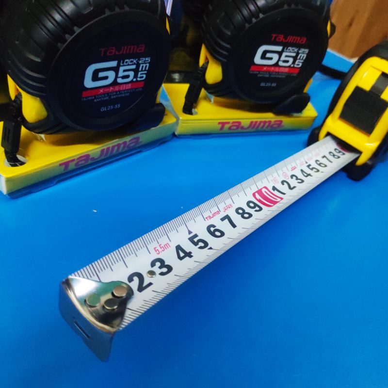 Thước cuộn Nhật TAJIMA chống va đập loại 5m và 7,5m  G5P55MW, G5P75MW - Thước kéo chống sốc G-lock GL25-55
