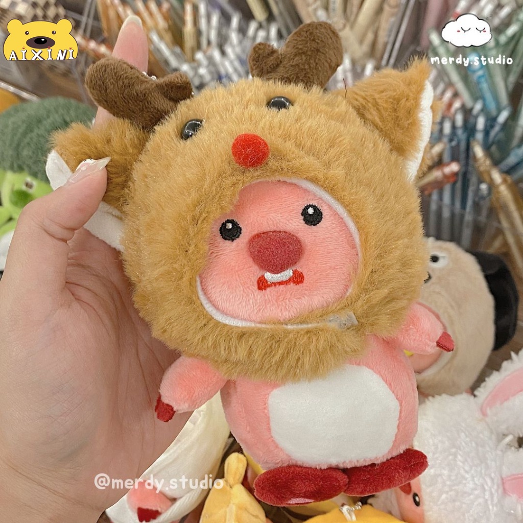 🔥Loopy Móc khoá🔥15cm Móc khoá Gấu Bông Hải ly Loopy mũ Gấu Dâu Lotso- Mũ thỏ- Mũ chó xinh xăn AIXINI