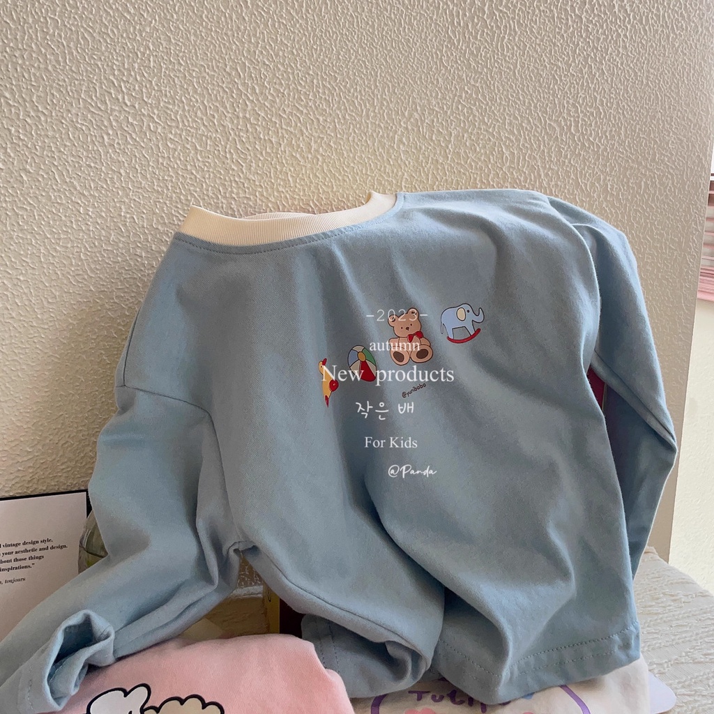 Áo Thun Tay Dài In Họa Tiết Hoạt Hình Phong Cách Hàn Quốc Thời Trang Mùa Thu 2023 Dành Cho Bé Gái