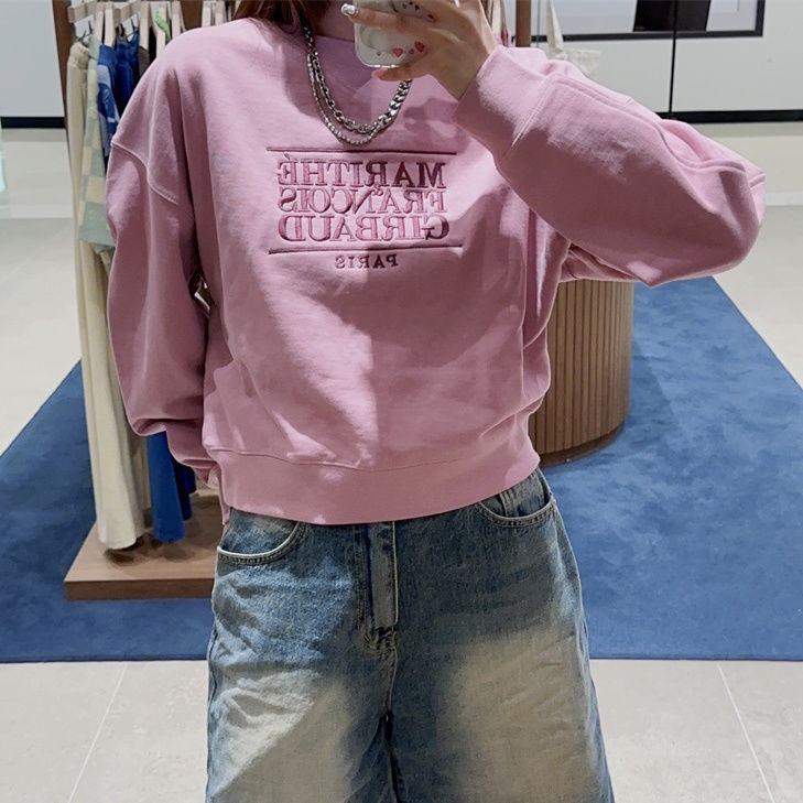 UTZF car Jingyuan Hong Encai same style marithe round neck sweater autumn and winter Korean style fashionable couple American top women's ins