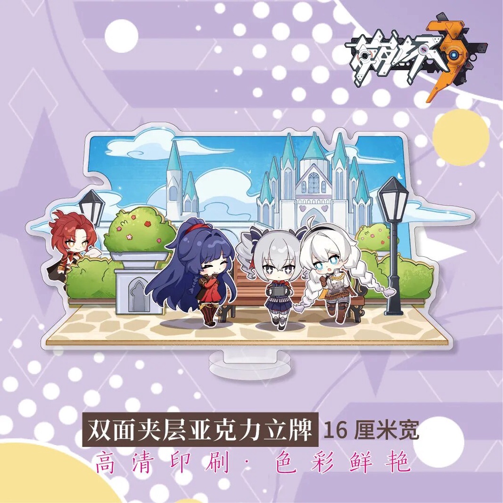 Mô hình Standee Honkai Impact 3 Kiana Kaslana Raiden Mei Fu Hua Phụ kiện trang trí để bàn góc học tập