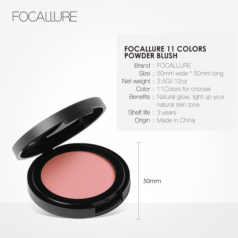 Phấn má hồng FOCALLURE 11 màu sắc tùy chọn trang điểm tự nhiên thời trang 3.5g FA25